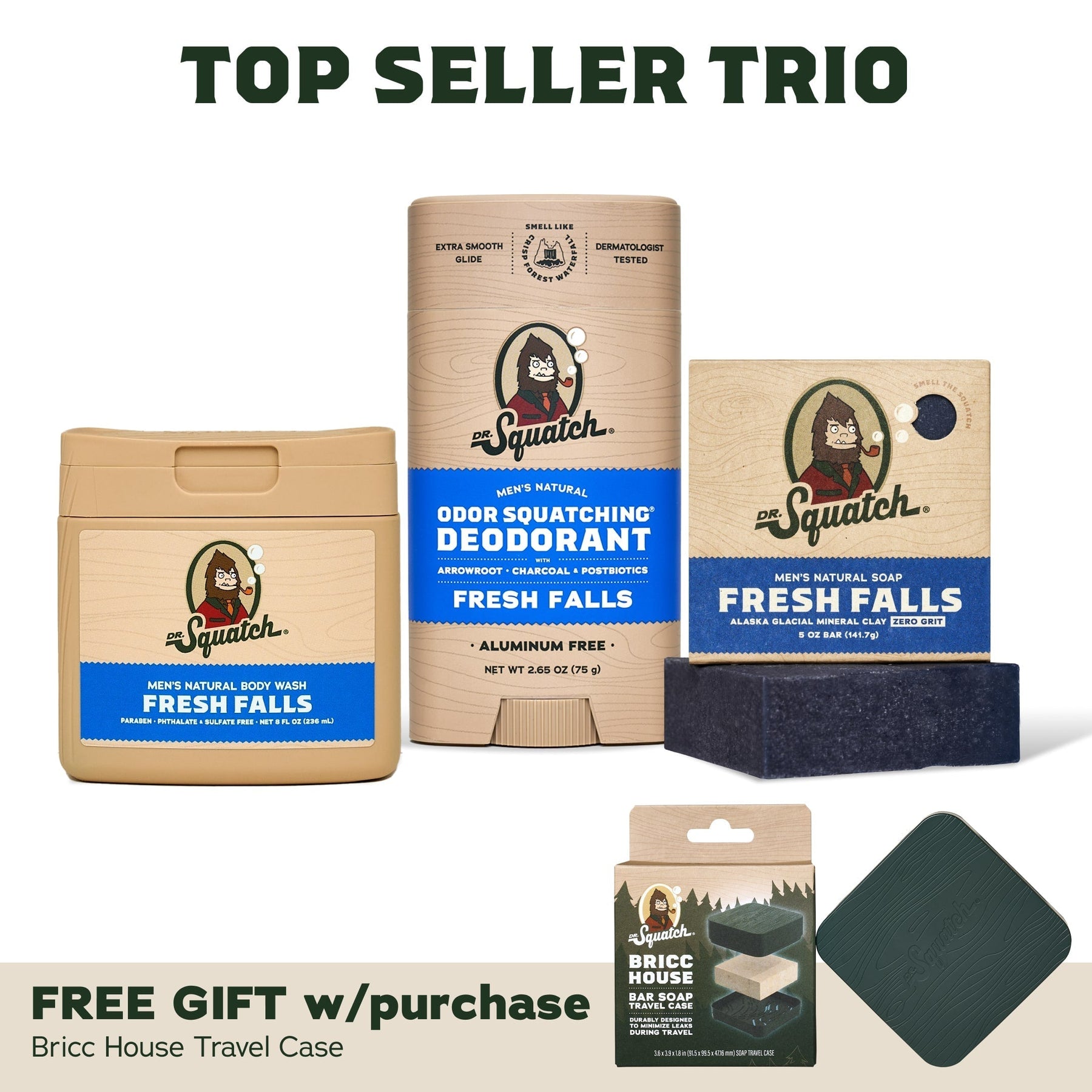 Soap, Deo, Body Wash + Travel Case X4