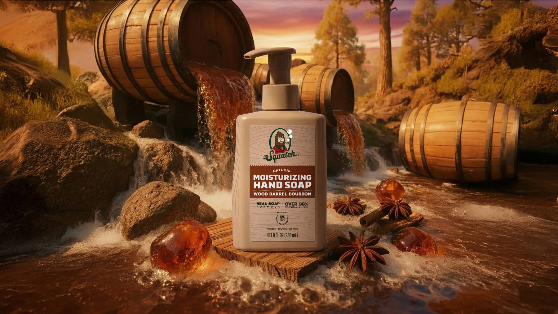 Wood Barrel Bourbon Hand Soap D8