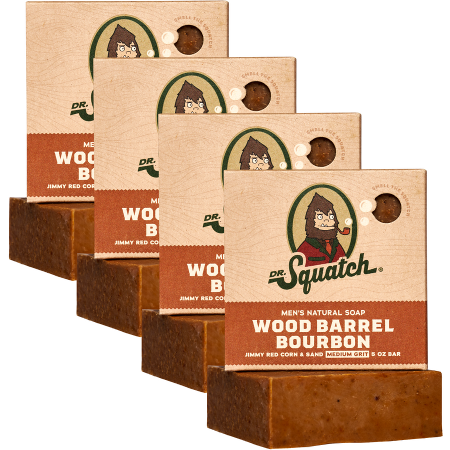 4-Pack Wood Barrel Bourbon Natural Bar Soap A0